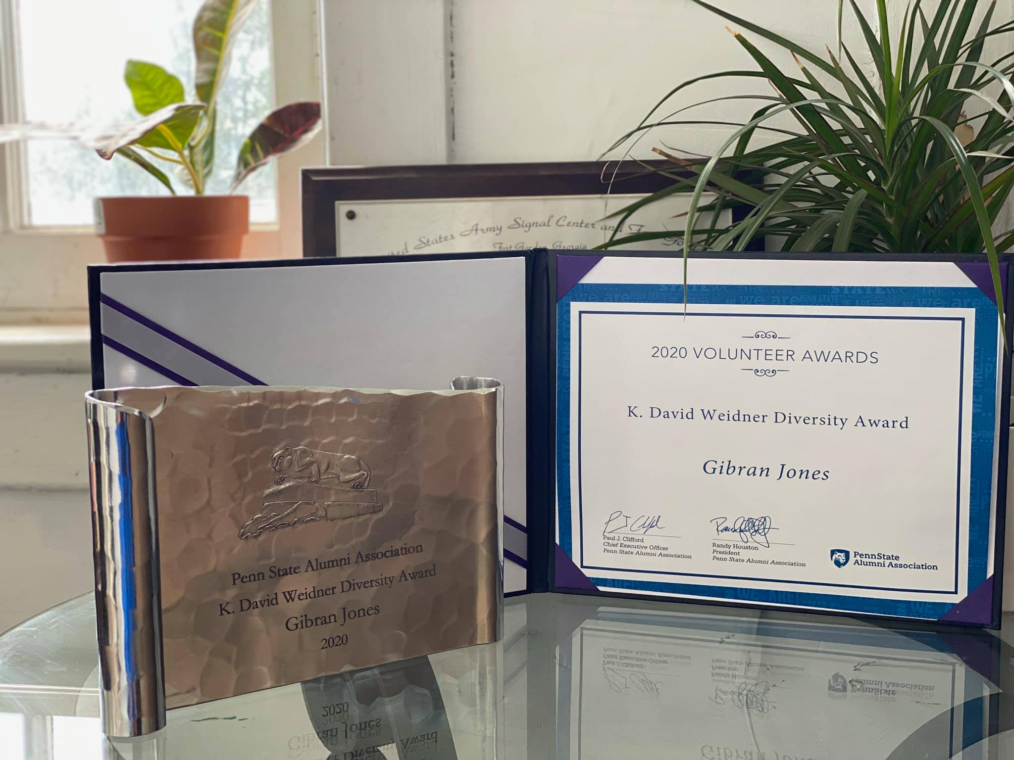 The picture show the diversity award given by Penn State